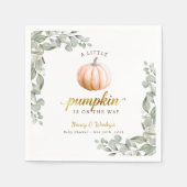 Orange Pumpkin Fall Baby Shower Paper Napkins Servet (Voorkant)