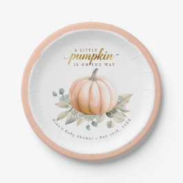 Orange Pumpkin Fall Baby Shower Paper Plates Papieren Bordje
