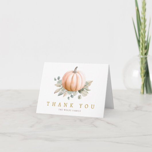 Orange Pumpkin Fall Baby Shower Thank You Card Bedankkaart (Voorkant)
