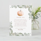 Orange Pumpkin Fall Baby Shower Thank You Card Bedankkaart (Staand voorkant)