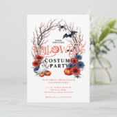 Orange Pumpkin Ghost Bats Spiders Halloween Kaart (Staand voorkant)