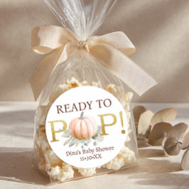 Orange Pumpkin Ready to Pop Baby Shower Sticker