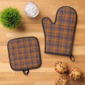Orange Purple Checker Abstract Pattern Ovenwant & Pannenlap Set (Top down)