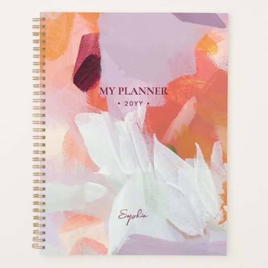 Orange & Purple | Modern Abstract Art Personalized Planner (Voorkant)