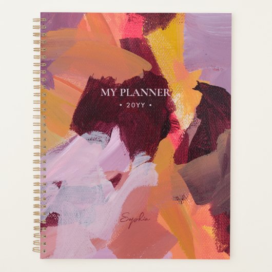 Orange & Purple | Modern Abstract Art Personalized Planner (Voorkant)