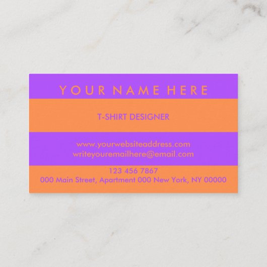 Orange Purple Painter Transfer Clothing Apparels Visitekaartje (Achterkant)