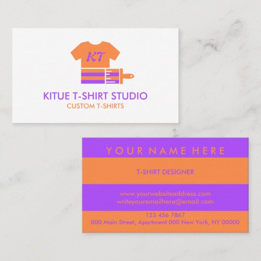 Orange Purple Painter Transfer Clothing Apparels Visitekaartje (Voorkant / Achterkant)