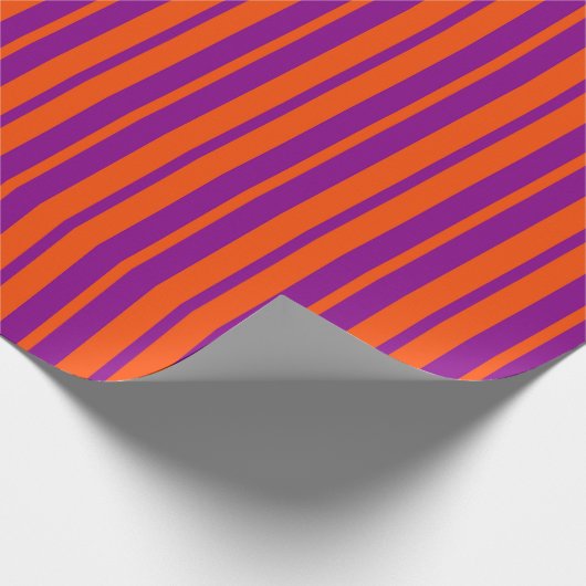Orange Purple Stylish Stripes Pattern Design Cadeaupapier (Hoek)