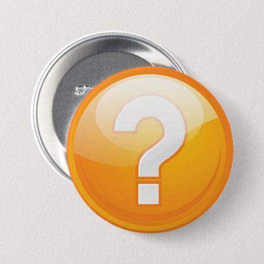 Orange Question Mark Bold Modern Symbol Ronde Button 7,6 Cm (Voorkant /achterkant)