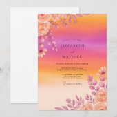 Orange Radiant Sunset Summer Wedding Kaart (Voorkant / Achterkant)