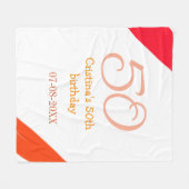 Orange red 50 birthday anniversary add name date p fleece deken (Voorkant (Horizontaal))