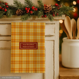 Orange Red Custom Name Hand Towel Autumnal Plaid Theedoek