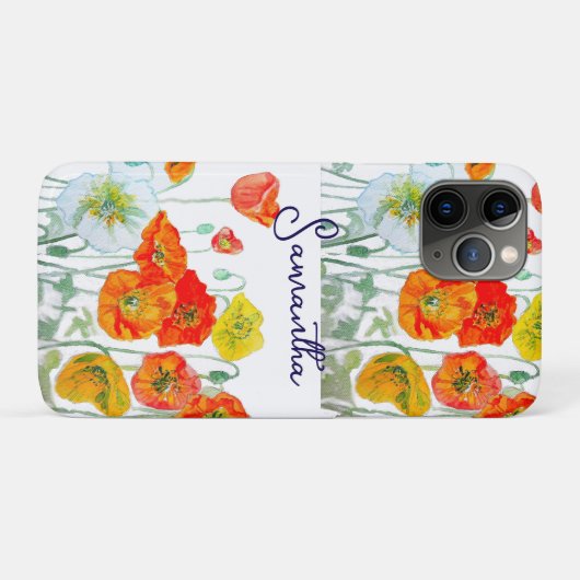 Orange Red Poppy Flower Pattern Thank You Case-Mate iPhone Case (Achterkant (horizontaal))