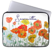 Orange Red Poppy Flower Pattern Thank You Laptop Sleeve (Voorkant)