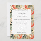 Orange Red Tropical Jungle Floral Wedding Kaart (Voorkant)