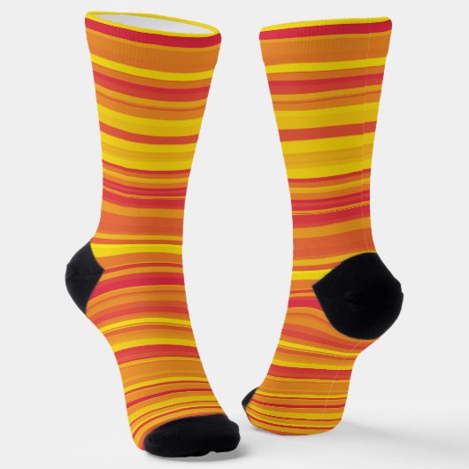 Orange Red Yellow Stripes Seamless Pattern Sokken (Gebogen)