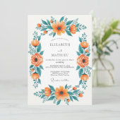 Orange Regal Spring Wedding Kaart (Staand voorkant)
