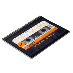 Orange Retro Audiotape 70th birthday Guest Book Notitieboek