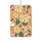 Orange Retro Botanical Yellow Flowers Custom Name Luchtverfrisser (Achterkant)