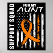 Orange Ribbon Aunt Leukemia Awareness Usa Flag Can Poster (Voorkant)