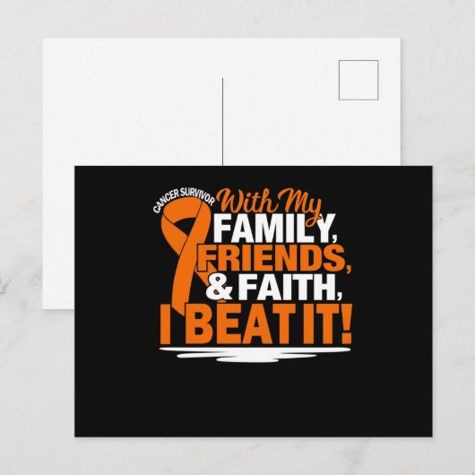 Orange Ribbon Cancer Survivor Friends Family Faith Uitnodiging Briefkaart (Voorkant / Achterkant)