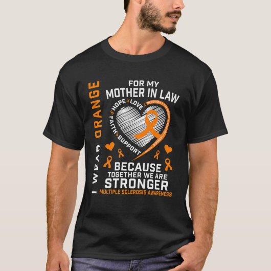 Orange Ribbon MS Mother In Law Multiple Sclerosis T-shirt (Voorkant)