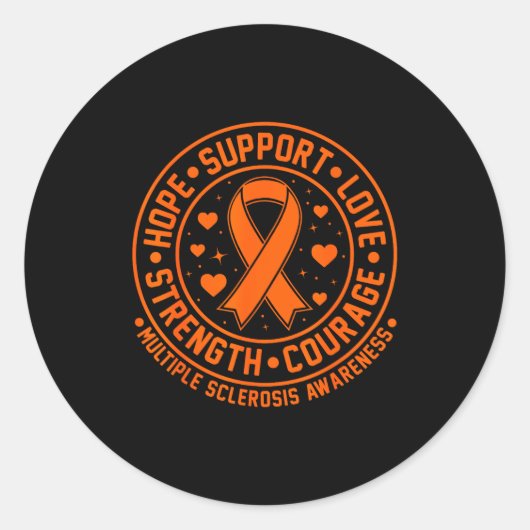 Orange Ribbon Multiple Sclerosis Awareness  Ronde Sticker (Voorkant)