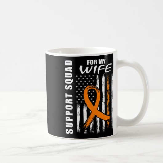 Orange Ribbon Wife Leukemia Awareness Usa Flag Can Koffiemok (Rechts)