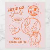 Orange Rodeo Bachelorette Feest Nash Bach  Wijn Etiket (Enkel label)