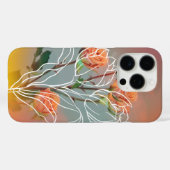 'Orange Roos & Lijn Kunst' iPhone 16 Pro Hoesje (Achterkant (horizontaal))