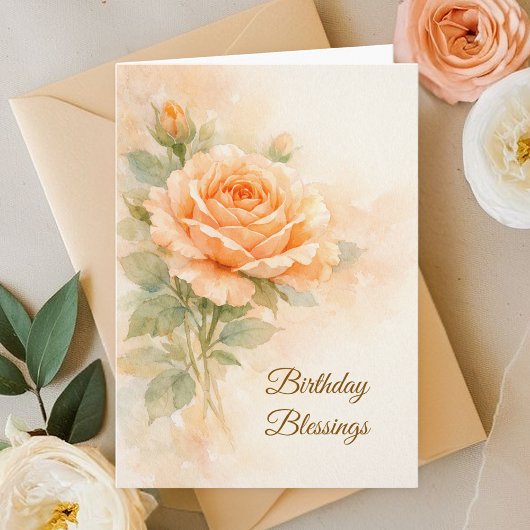 Orange Rose Christian Birthday Kaart