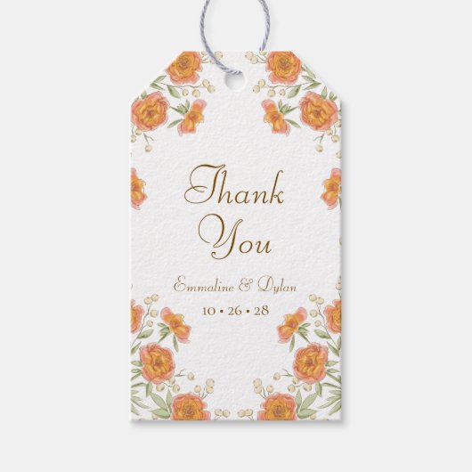 Orange Rose Wedding Cadeaulabel (Voorkant)