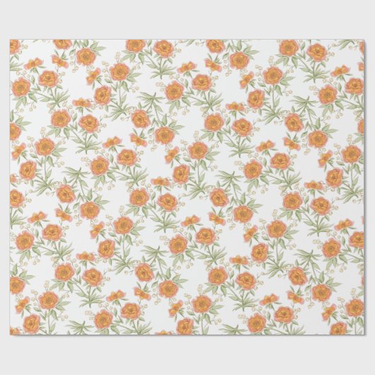 Orange Rose Wedding Cadeaupapier (Vlak)
