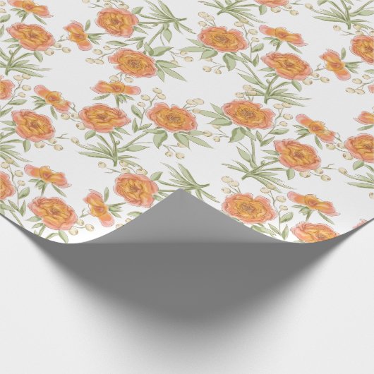 Orange Rose Wedding Cadeaupapier (Hoek)