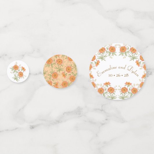 Orange Rose Wedding Confetti (Achterkanten)