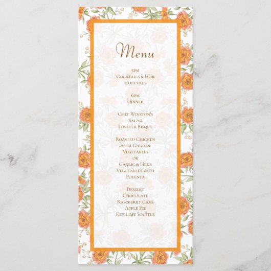 Orange Rose Wedding Menus Menu (Voorkant)