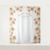 Orange Rose Wedding Photo Backdrop Wandkleed (Voorkant)