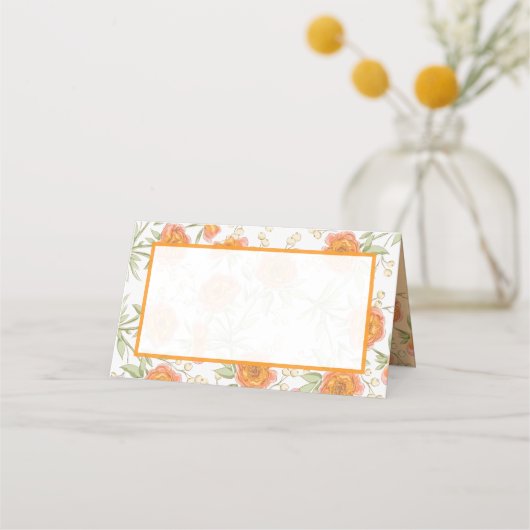 Orange Rose Wedding Place Card Plaatskaartje (Voorkant)