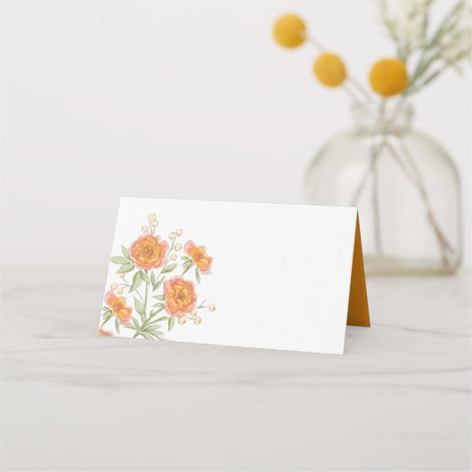 Orange Rose Wedding Place Card Plaatskaartje (Voorkant)
