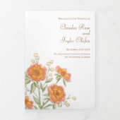 Orange Rose Wedding Programs Drieluik Programma (Cover)