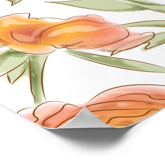 Orange Rose Wedding Seating Chart Poster (Hoek)