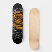 Orange Rugged Rose Graffiti Art • Urban Street Persoonlijk Skateboard (Voorkant)