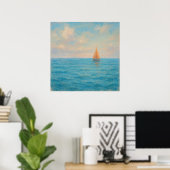 Orange Sailboat Voyage - Pastel Painting Style Art Poster (Thuiskantoor)