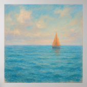 Orange Sailboat Voyage - Pastel Painting Style Art Poster (Voorkant)