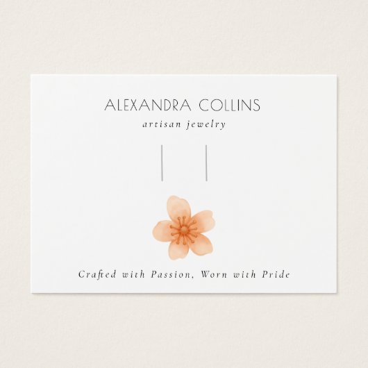 Orange Sakura Blossom Hairclip Barrette Display Visitekaartje (Voorkant)