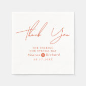 Orange script calligraphy Thank You fall wedding Servet (Voorkant)