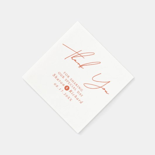 Orange script calligraphy Thank You fall wedding Servet (Hoek)