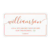 Orange Script Family Return Address Etiket (Voorkant)