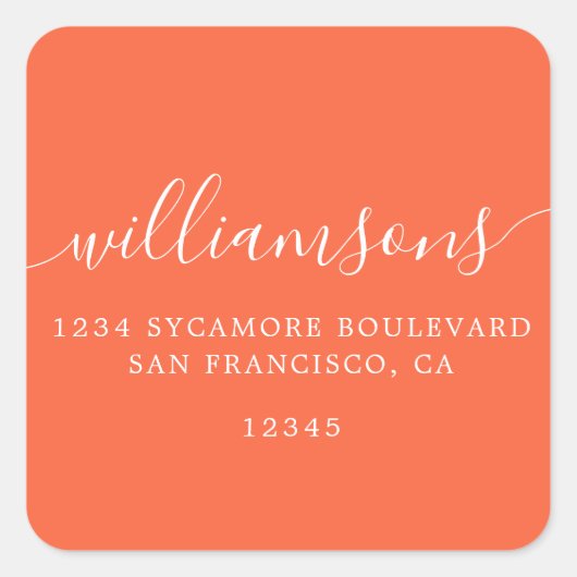 Orange Script Family Return Address Label (Voorkant)