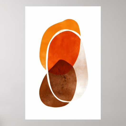 Orange Shapes Art Print Layered Rounded Forms (Voorkant)